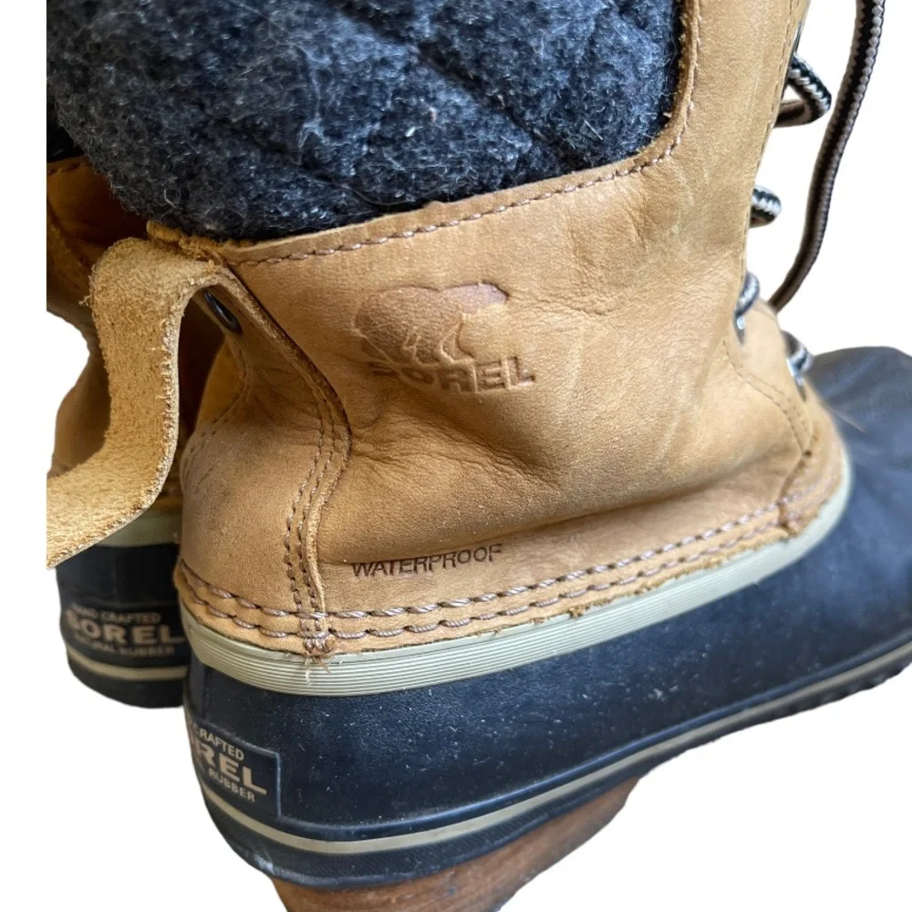 Womens Sorel Slimpack II Lace Elk/Black Leather Boots NL2348-286 Size 8.5‎
